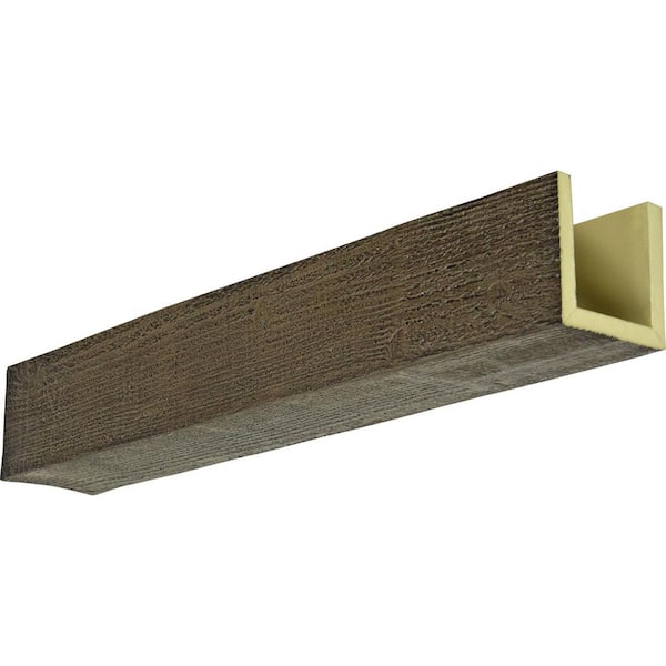 Ekena Millwork 4 in. x 6 in. x 22 ft. 3-Sided (U-Beam) Rough Sawn Premium Walnut Faux Wood Ceiling Beam