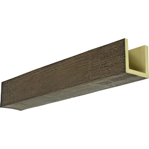 6 in. x 6 in. x 14 ft. 3-Sided (U-Beam) Rough Sawn Premium Walnut Faux Wood Ceiling Beam