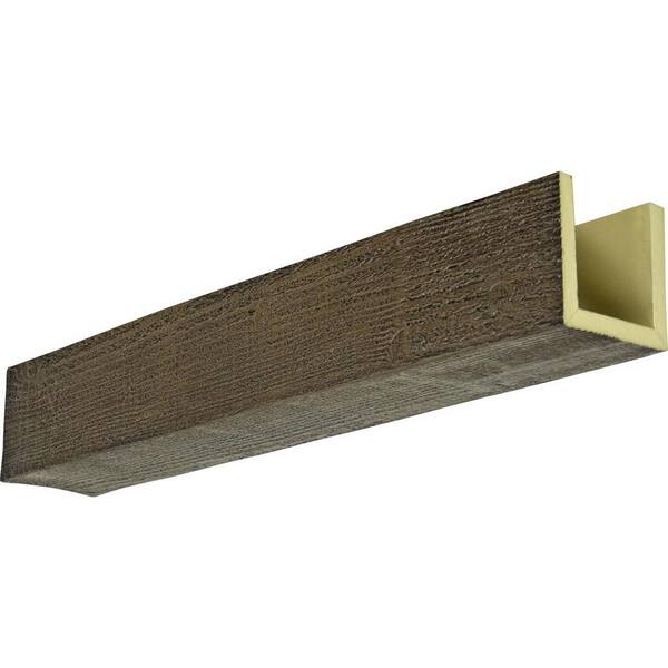Ekena Millwork 4 in. x 12 in. x 16 ft. 3-Sided (U-Beam) Rough Sawn Premium Walnut Faux Wood Ceiling Beam