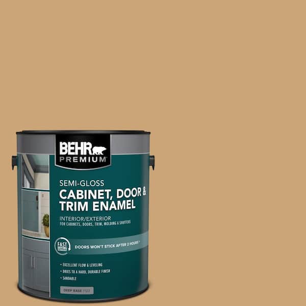 BEHR PREMIUM 1 gal. #HDC-AC-13 Butter Nut Semi-Gloss Enamel Interior/Exterior Cabinet, Door & Trim Paint