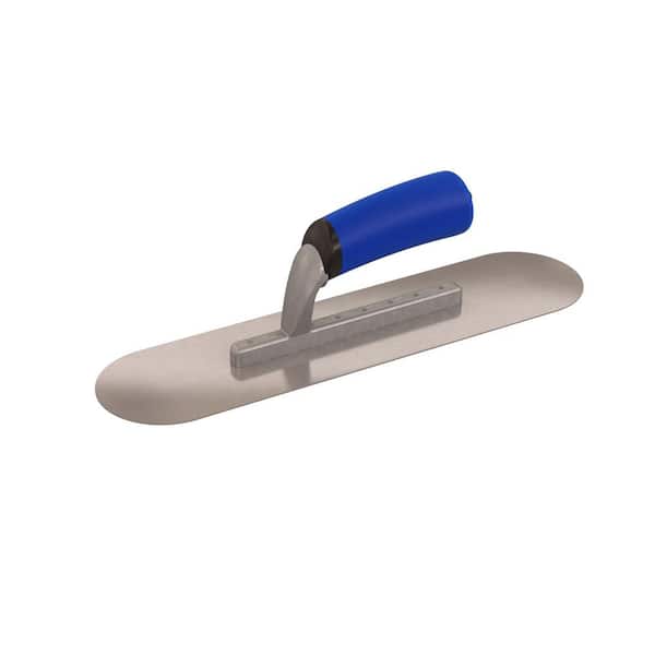 Bon Tool 14 in. x 3-1/2 in. Short Shank Round End Finishing Trowel with Comfort Grip Handle
