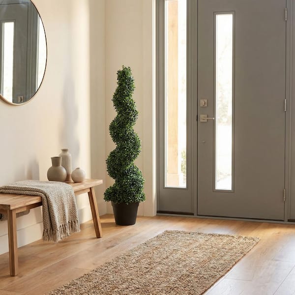Pure Garden 50 in. Artificial Boxwood Spiral Topiary Tree