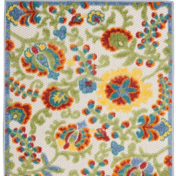 Green, Ivory 3 ft. x 4 ft. Woven Polypropylene Indoor/Outdoor Area Rug