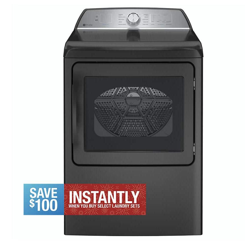 Profile 7.4 cu. ft. Smart Gas Dryer in Diamond Gray with Sanitize Cycle and Sensor Dry, ENERGY STAR