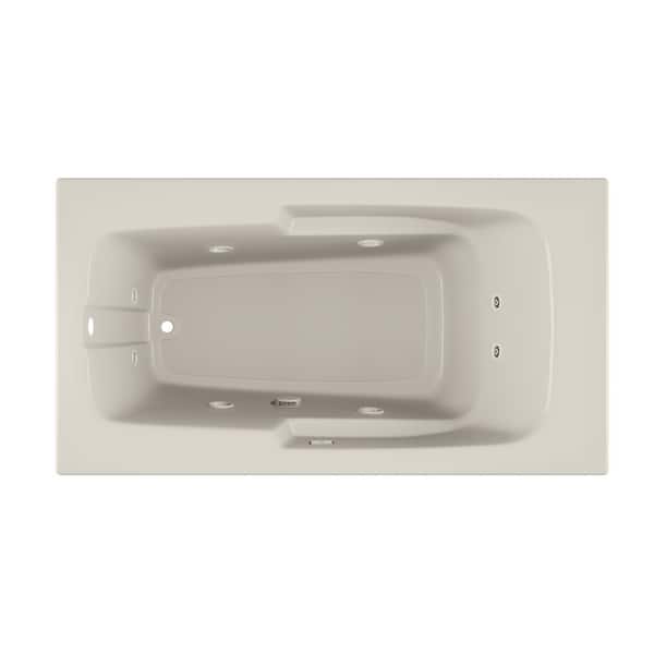 JACUZZI CETRA 60 in. x 32 in. Rectangular Whirlpool Bathtub with Left Drain in Oyster