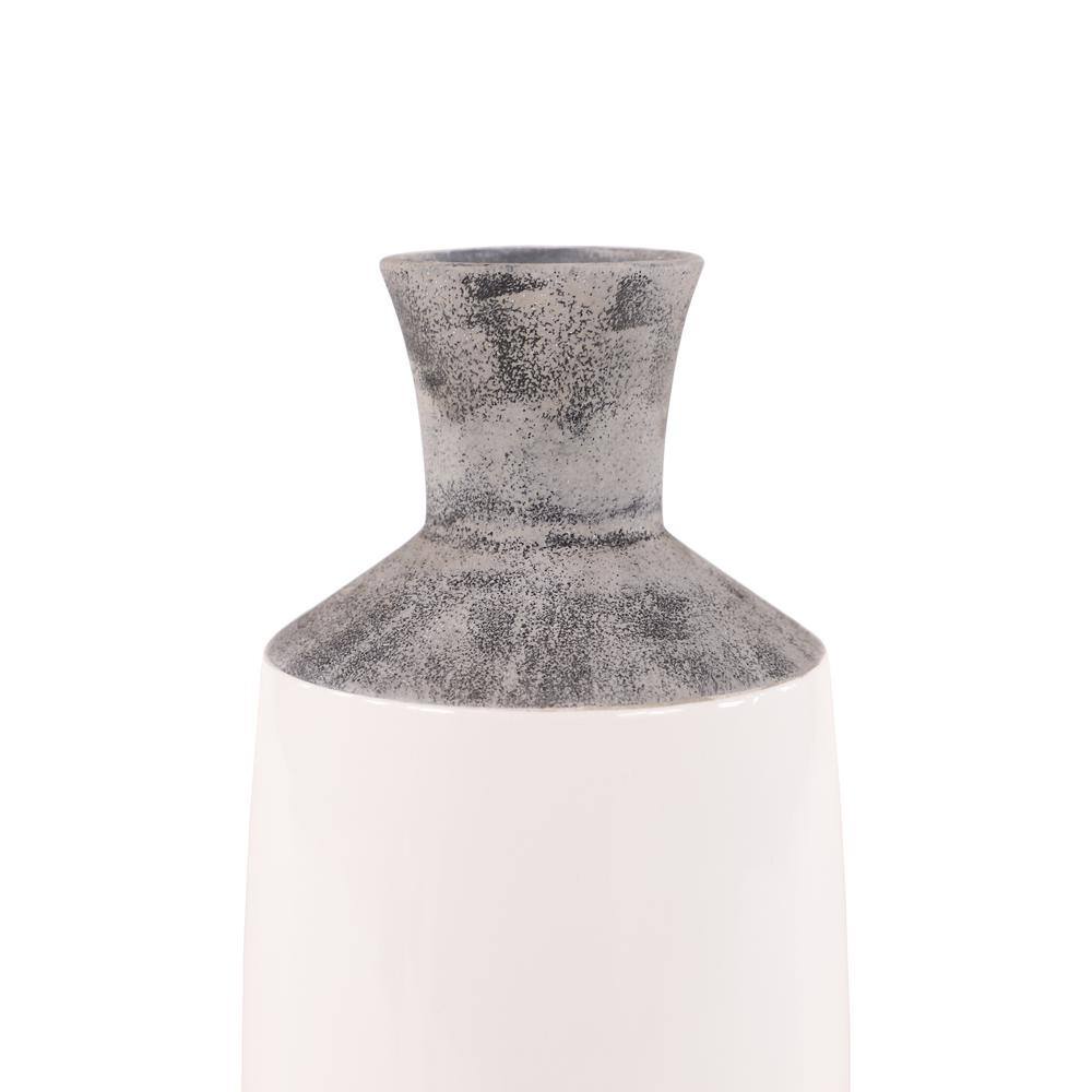 Glossy Gray Ceramic Cylinder Decorative Table Vase