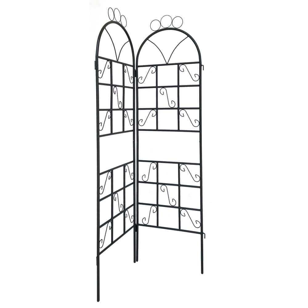 72 in. x 19.6 in. x 0.6 in. Black Outdoor Metal Garden Arch Plant Climbing Trellis for Wedding and Party 2- Piece