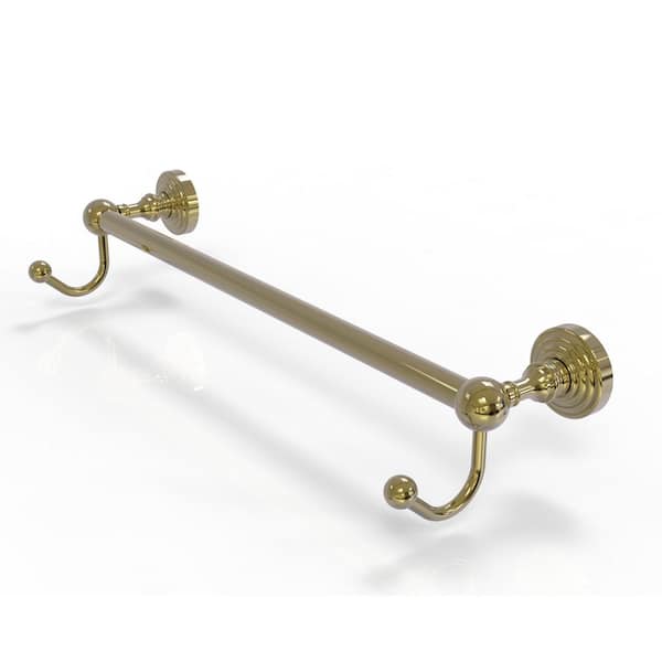 Allied Brass Waverly Place Collection 18 in. Towel Bar with Integrated Hooks in Unlacquered Brass