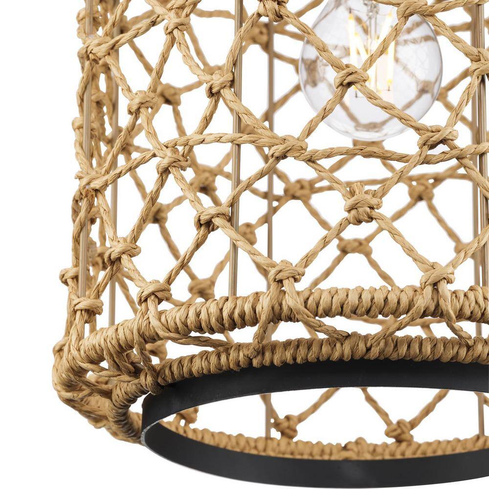 Chandra 10" Matte Black Handwoven Geometric Pendant Light