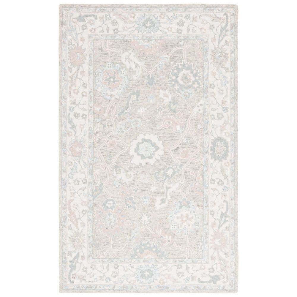 Ebony 2 ft. x 3 ft. Light Gray/Ivory Floral Border Area Rug price history on PriceWatchPro