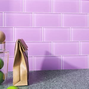 Crystile Purple 3 in. X 6 in. Glossy Glass Subway Tile (10 sq. ft./Case)