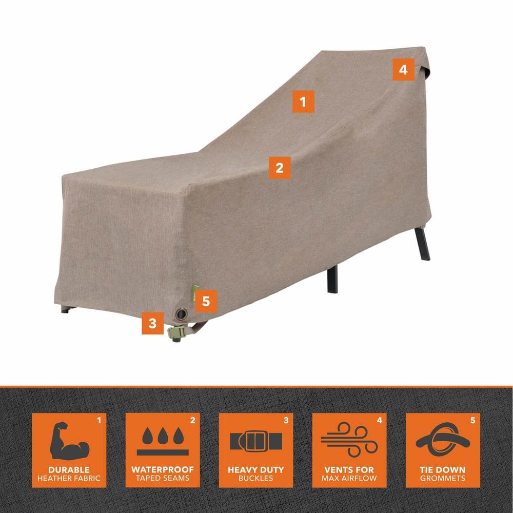 Sandstone Waterproof Patio Chaise Lounge Cover, 65" x 28" x 29"