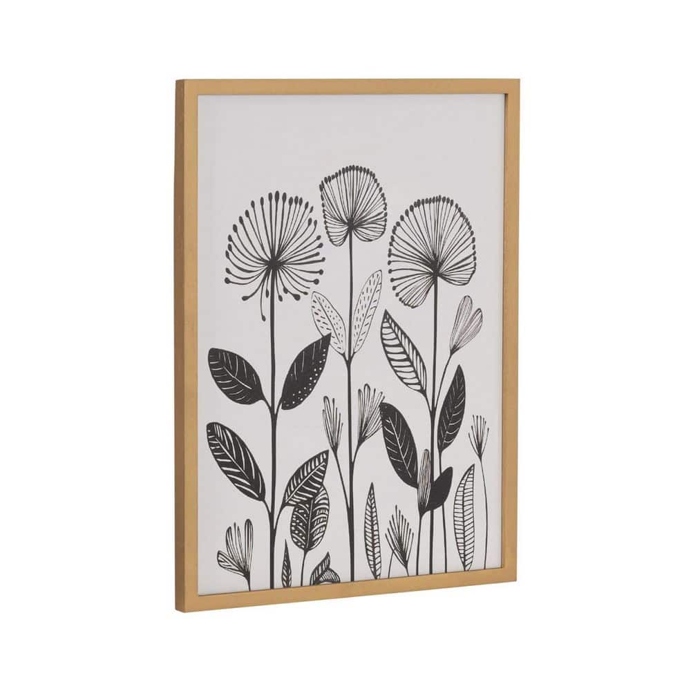 Gold Framed 12x16 Modern Botanical Linocut Print