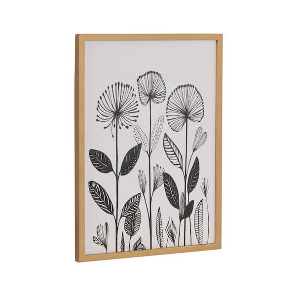 Kate and Laurel Gallery Simple Modern Linocut Botanicals by The Creative Bunch Studio Gold Framed Art Print 12 in. x 16 in.