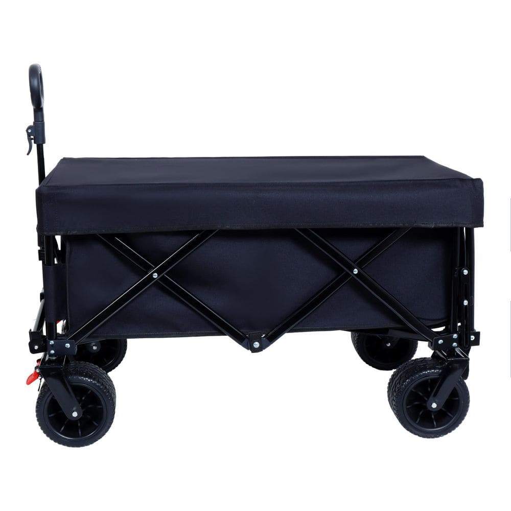 10 cu. ft. Steel Collapsible Folding Garden Cart Beach Wagon with Rain Cove