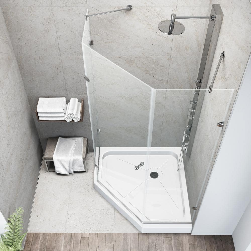 Verona 42" Clear Glass Frameless Neo-Angle Shower Enclosure