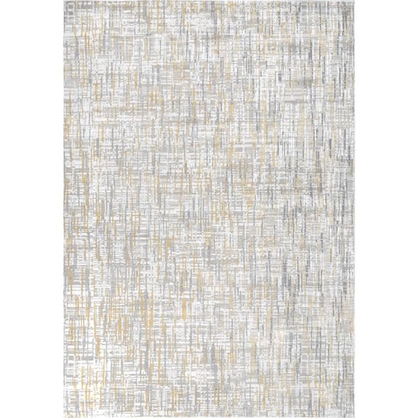 nuLOOM Emersyn Contemporary Textured Abstract Crosshatch Gold 5 ft. x 8 ft. Indoor Area Rug