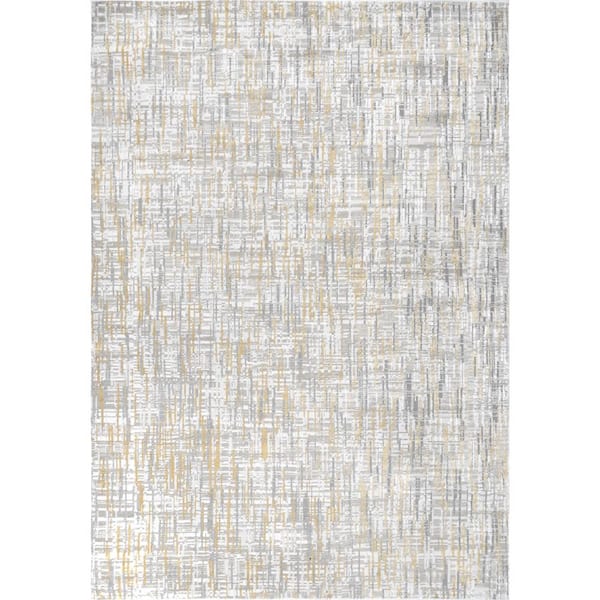 nuLOOM Emersyn Gold 6 ft. 7 in. x 9 ft. Contemporary Textured Abstract Crosshatch Indoor Area Rug