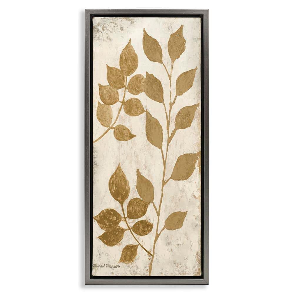 Natural Leaves Overlap by Michael Marcon Gray Floater Frame Nature Graphic Art Print 31 in. x 15 in. price history on PriceWatchPro