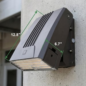 Thin Cutoff 75W/60-Watts/50 Wattage Integrated LED Bronze Dusk to Dawn Selectable Wattage/CCT Wall Pack Light 3000-5000K
