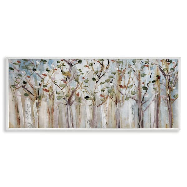 Stupell Industries Bare Branch Trees Birch Forest by Susan Jill 1 Piece White Framed Nature Giclee Art Print 10 in. x 24 in.
