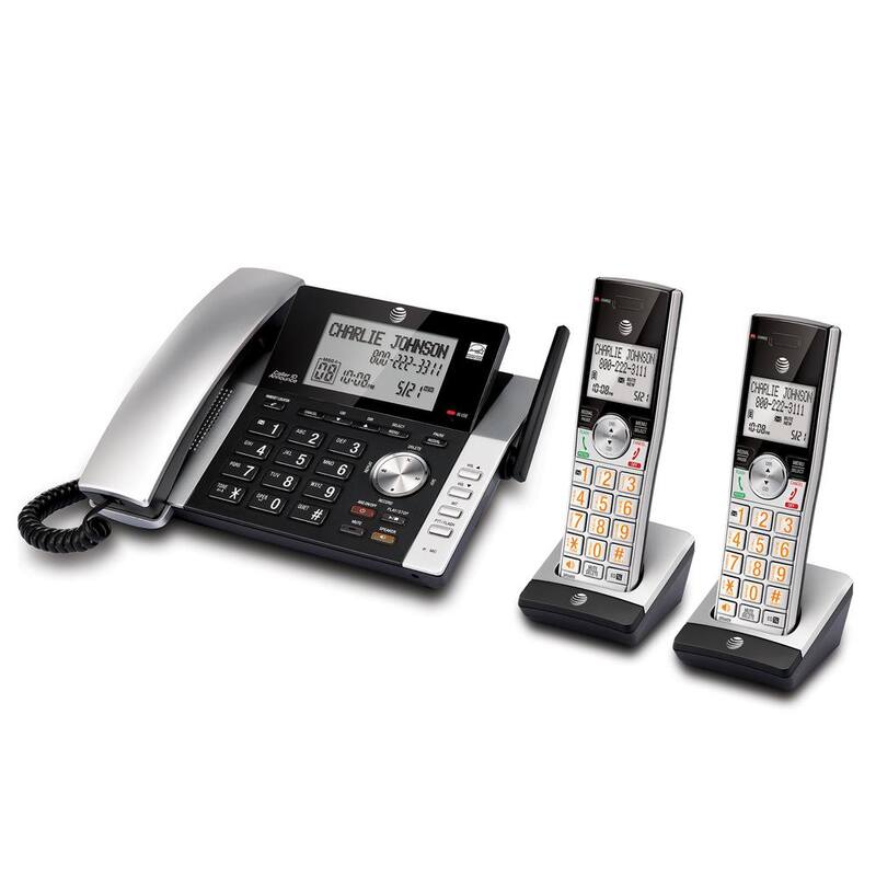 DECT 6.0 Expandable Cordless Phone with Answering System and Caller ID, Silver/Black with 2 Handsets