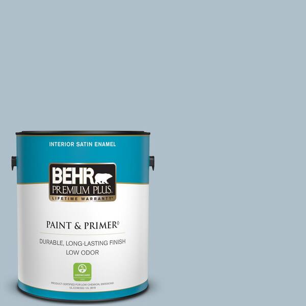 BEHR PREMIUM PLUS 1 gal. #570E-3 Liberty Gray Satin Enamel Low Odor Interior Paint & Primer