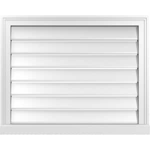 30 in. x 24 in. Vertical Surface Mount PVC Gable Vent: Functional with Brickmould Sill Frame