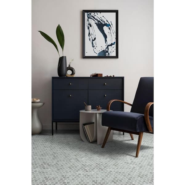 Vargal Keir Gray 1 in. x 1 in. Honeycomb Marble Look Glass Hexagon Wall and Floor Mosaic Tile (10.37 sq. ft. / Case)