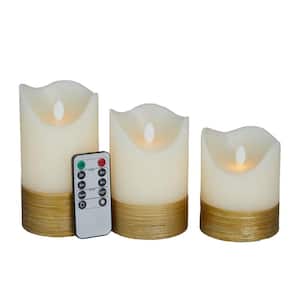 Gold Wax Traditional Flameless Candle (Set of 3)