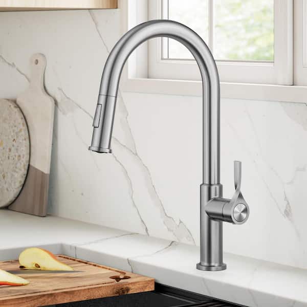 Torak 2-Function Spot Free Stainless Steel 16.75 in. H Pull Down Kitchen Faucet with 360° Spout Swivel