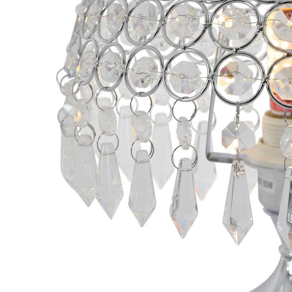 OUKANING 18.11 in. Silver Modern Luxury Decorative Crystal Plug-In