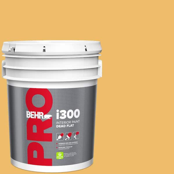BEHR PRO 5 gal. #HDC-MD-24 Luscious Lemon Dead Flat Interior Paint