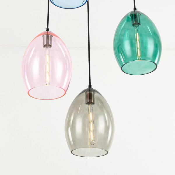 RRTYO Allyn 5-Light Modern Cluster Black Pendant Light with