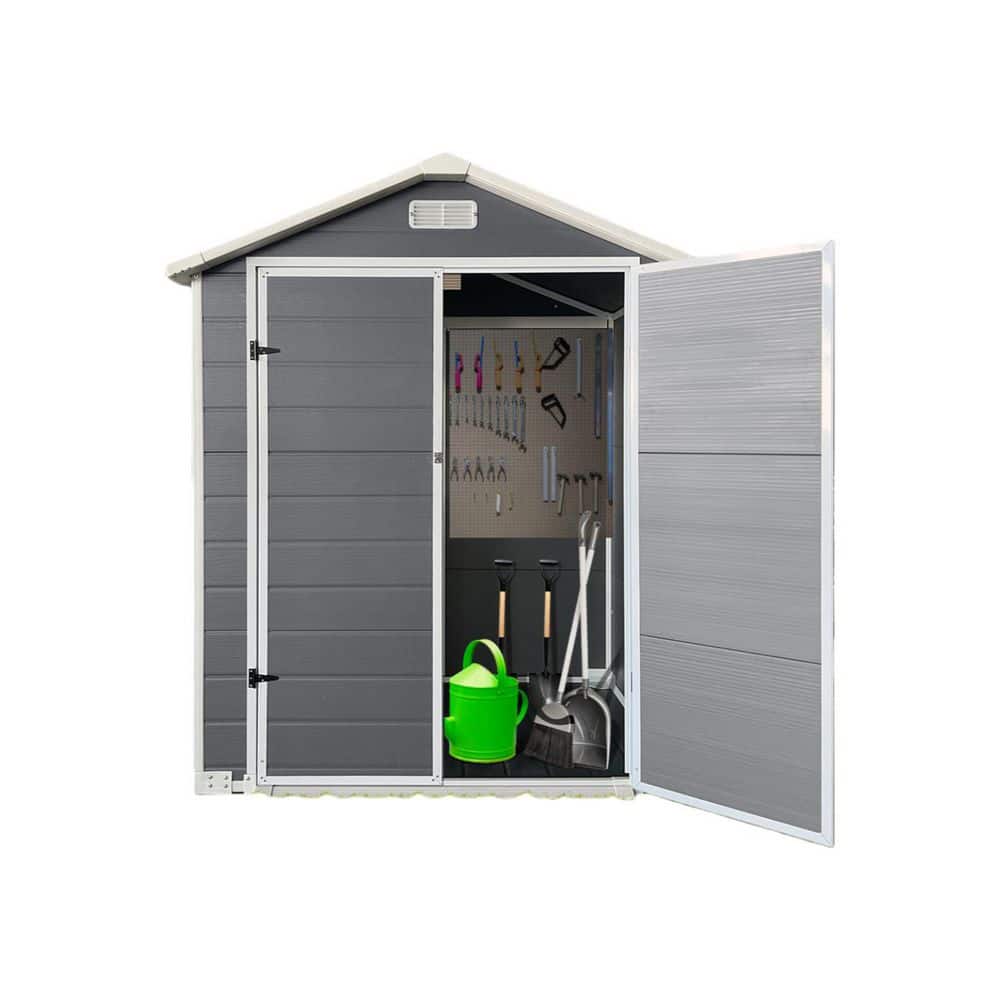 Gray Desperade Tic Ⅲw 19-20 157cm 6 ft. W x 4 ft. D Outdoor Storage Plastic Shed with Floor and