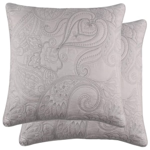 Perla Grey Paisley Quilted Cotton Euro Sham (Set of 2)