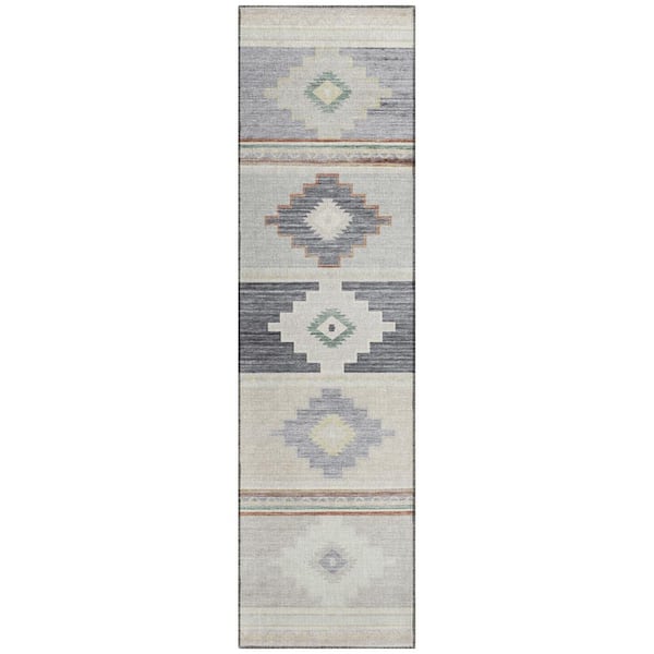 Addison Rugs Sonora Ivory 2 ft. 3 in. x 7 ft. 6 in. Geometric Indoor/Outdoor Area Rug