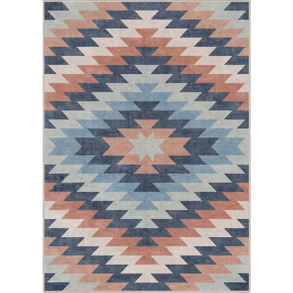 Well Woven Blue 2 ft. 3 in. x 3 ft. 11 in. Apollo Albuquerque Southwestern Distressed Area Rug