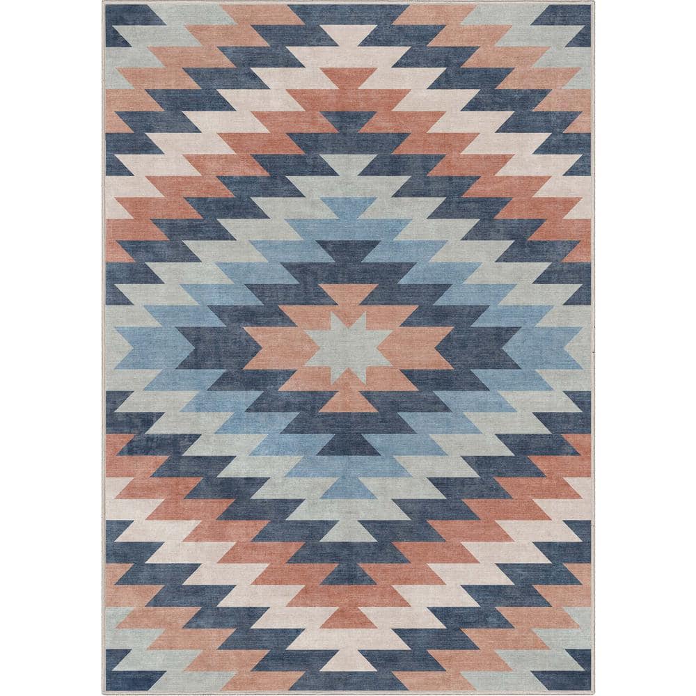 Well Woven Blue 5 ft. 3 in. x 7 ft. 3 in. Apollo Albuquerque Southwestern Distressed Area Rug W