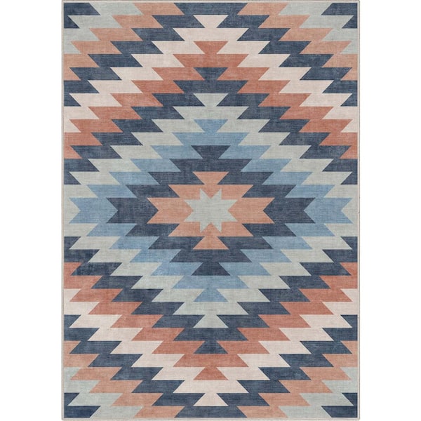 Blue 5 ft. 3 in. x 7 ft. 3 in. Apollo Albuquerque Southwestern Distressed Area Rug