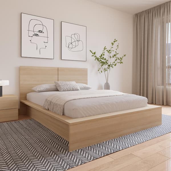 Nexera James Beige Oak King Panel Headboard 237983 - The Home Depot