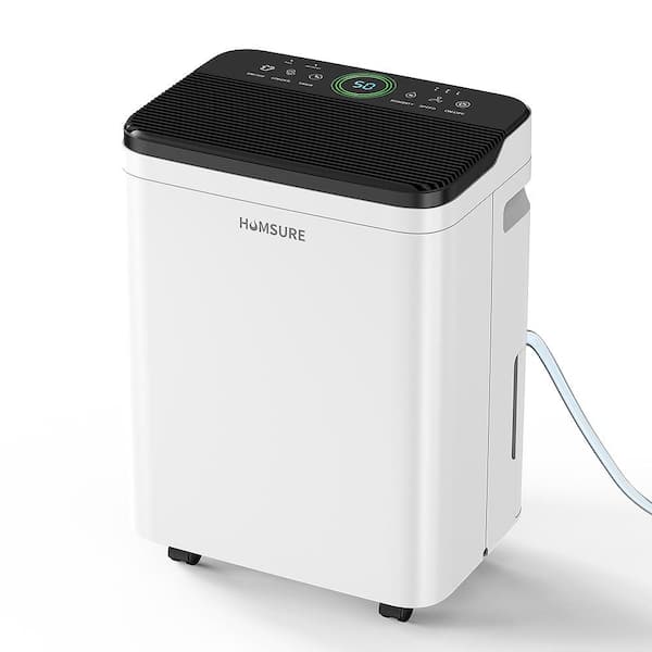 53 pt. 4,500 sq. ft. Dehumidifier in. White with Drain Hose and Bucket, Auto Defrost, Low Noise, Ion-Air Purifying