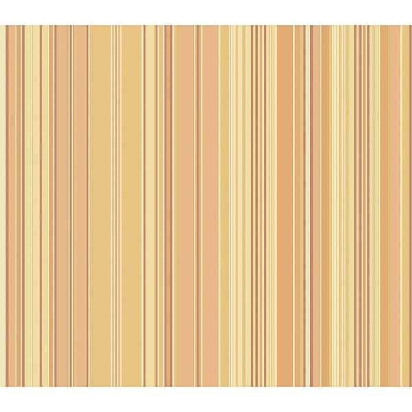 The Wallpaper Company 56 sq. ft. Orange and Yellow Stripe Wallpaper-DISCONTINUED