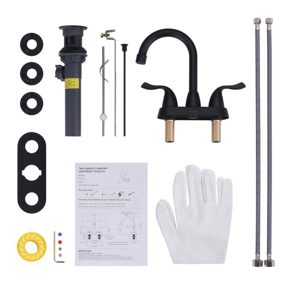 Matte Black Double Handle High Arc Bathroom Faucet