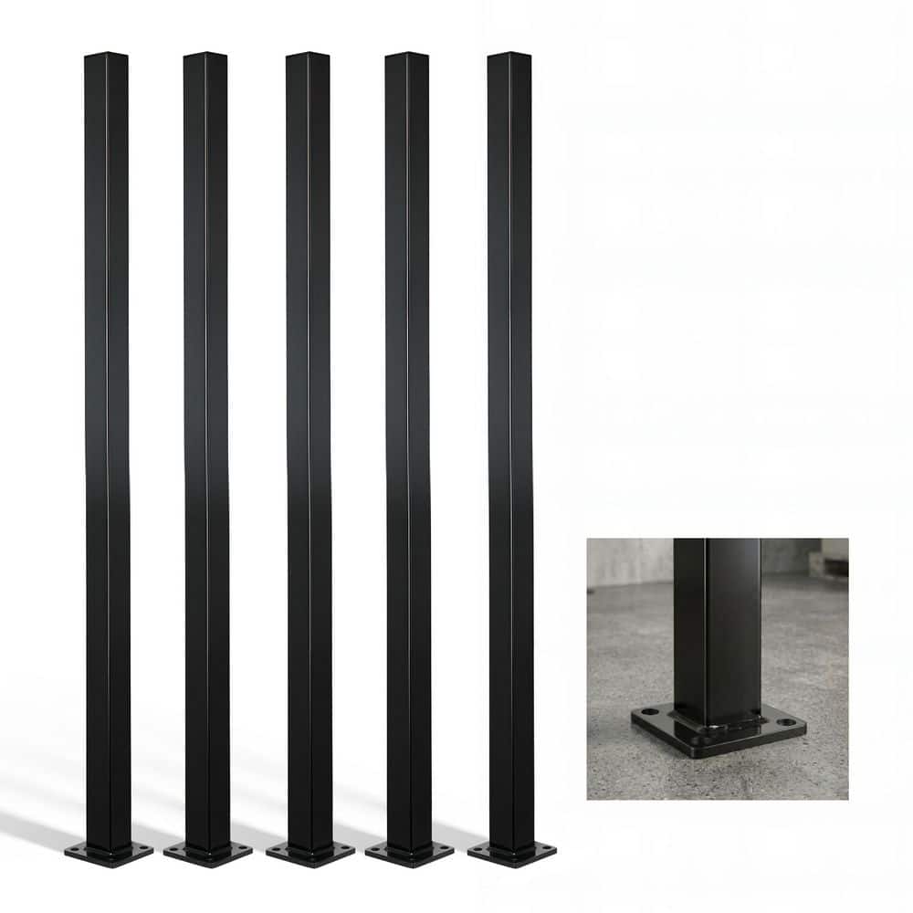 2in. x 2in. x 4ft. Black Steel Fencing Border Post with Base Plate and Cap (5-Pack) price history on PriceWatchPro