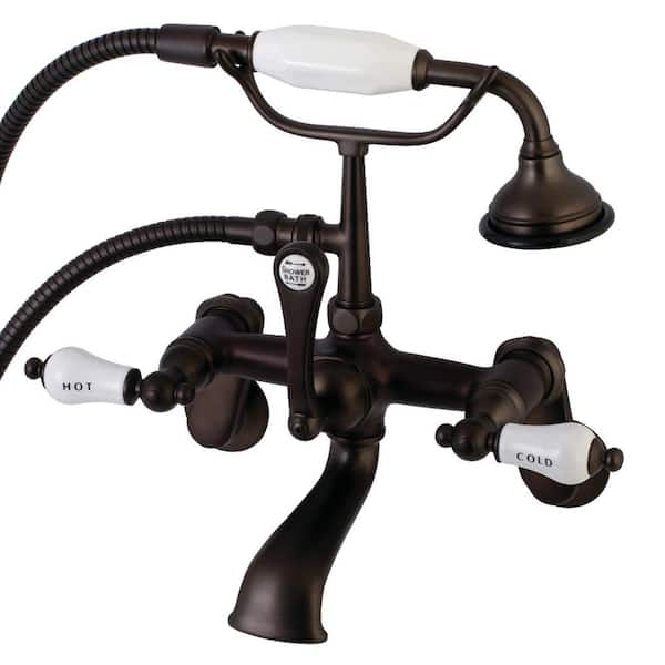 Kingston Brass Traditional Adjustable Center 3-Handle Claw Foot Tub Faucet with Handshower in Oil Rubbed Bronze