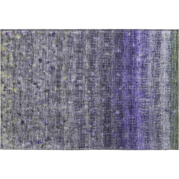 Mayfield Premium Machine Washable Abstract AMF2316 Purple 3 ft. x 4 ft. Area Rug