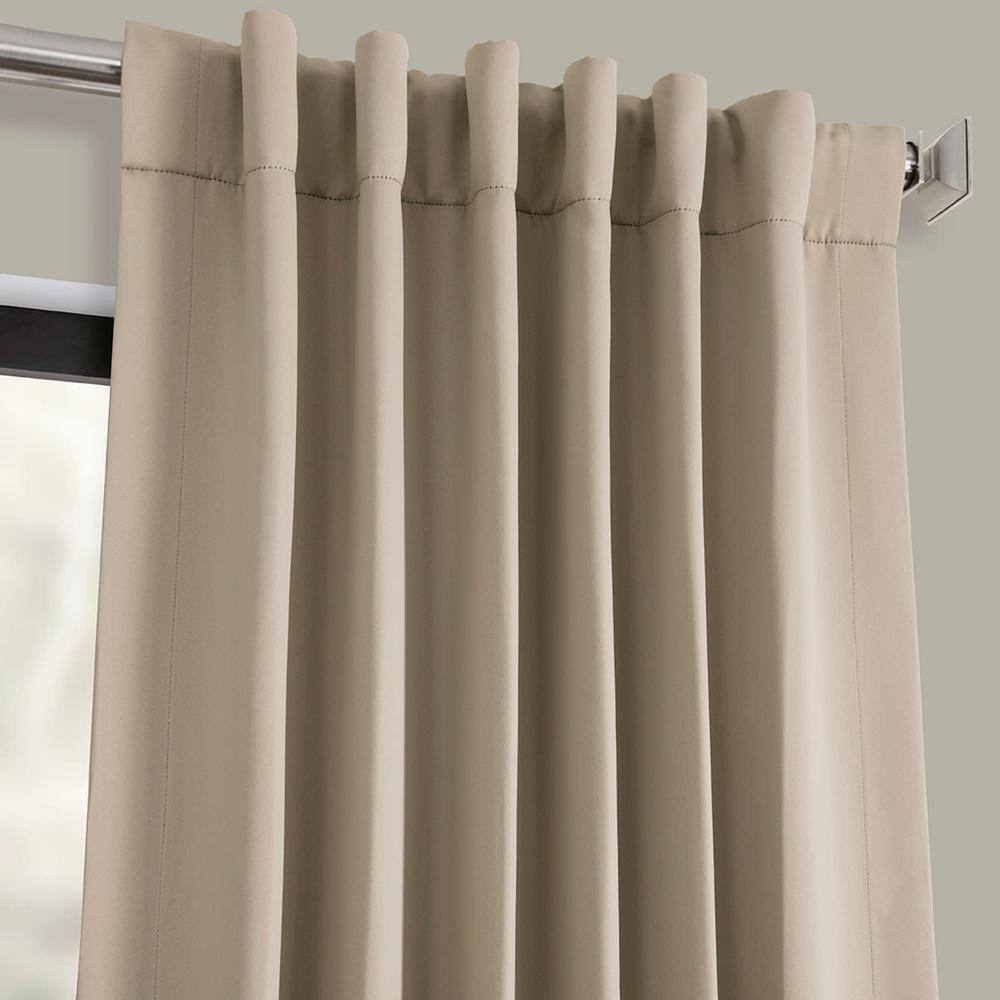 Classic Taupe Polyester Blackout Puddle Length Curtain Panel