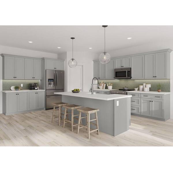 Shaker Full Overlay 23.25 in. W x 34.5 in. H Base End Panel in Stone Gray