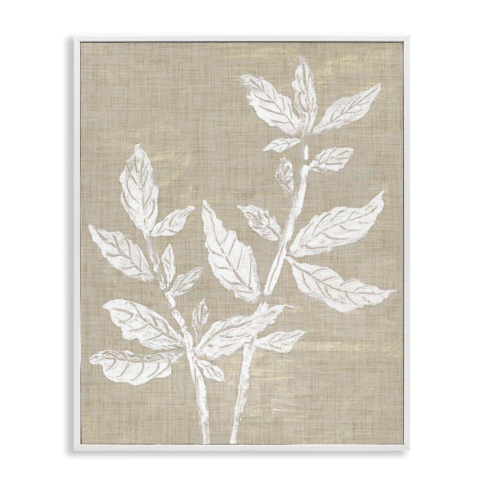Boho Leaves on Natural Pattern by Melissa Wang White Framed Nature Giclee Art Print 14 in. x 11 in. price history on PriceWatchPro